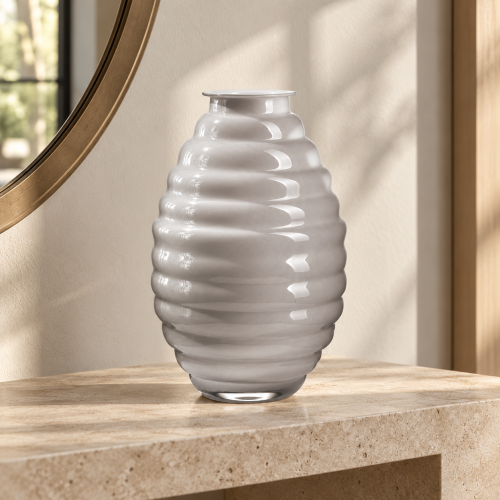 Anelli – Vaso opale e grigio H 39 cm