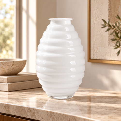 Anelli – Vaso bianco latte H 30 cm