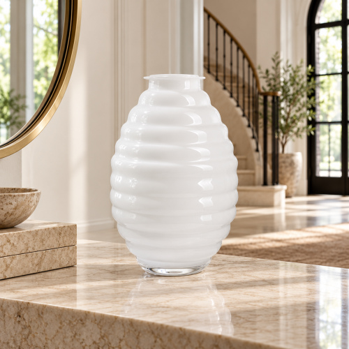 Anelli – Vaso opale bianco H 39 cm
