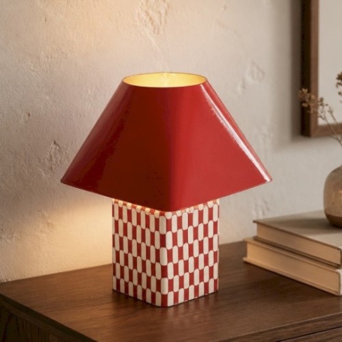 ALIBORO lampada scacchi rosso 35 cm