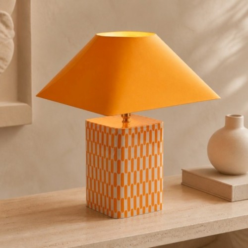ALIBORO lampada scacchi arancione 42 cm
