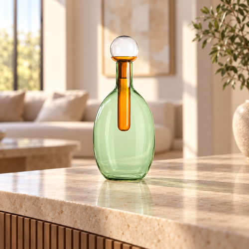 CHEMICAL BOTTIGLIA BOROSILICATO VERDE FIALA AMBRA TAPPO GRIGIO H.32,5 CM