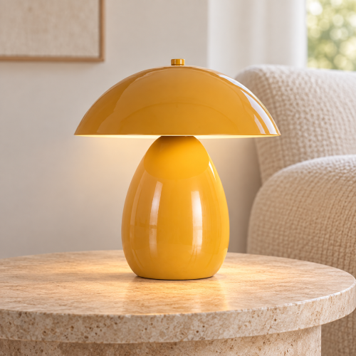 Lampada da Tavolo Senape in Metallo 24x24x25,5 cm