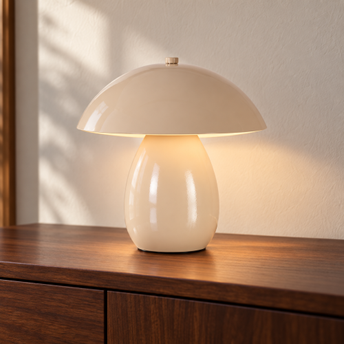 Lampada da Tavolo Beige in Metallo 24x24x25,5 cm