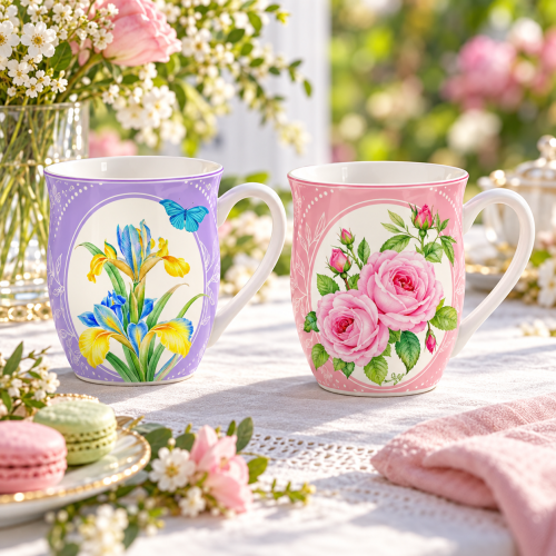 Set 2 mug 300 ml in porc.fine china in gift box ROYAL BLOSSOM