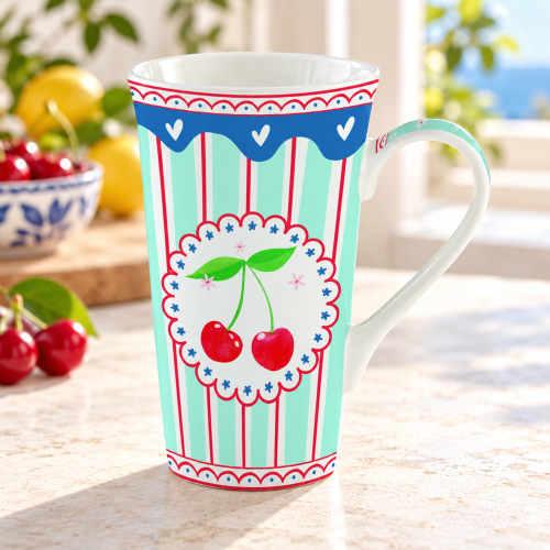 Mug 600 ml in porc.in color box FRUIT MANIA