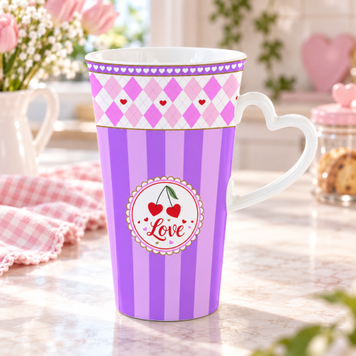 Mug 600 ml in porc.con manico a cuore in color box CUORICINI COLOURS
