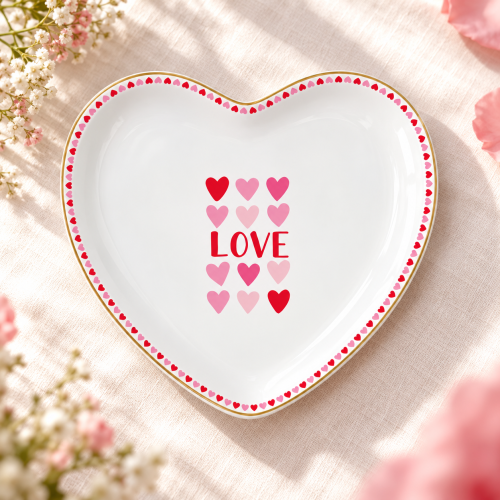 Piatto a Cuore 20x19cm in Ceramica in Heart Box