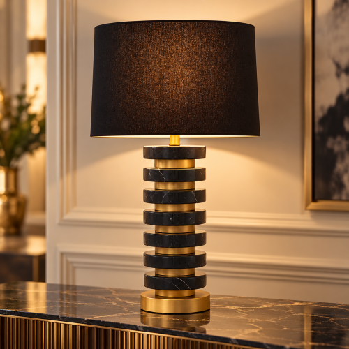 Lampada Marmo Cm.41x70h. Nera Deco'
