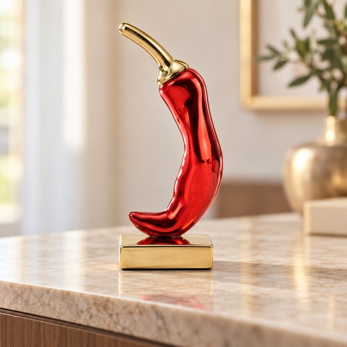 Cayenna peperoncino in piedi rosso e oro 13 cm