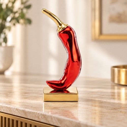 Cayenna peperoncino in piedi rosso e oro 17 cm