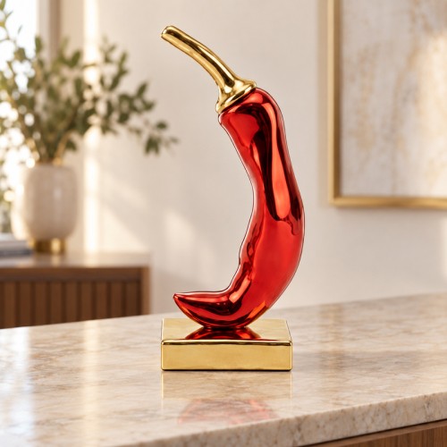 Cayenna peperoncino in piedi rosso e oro 24 cm