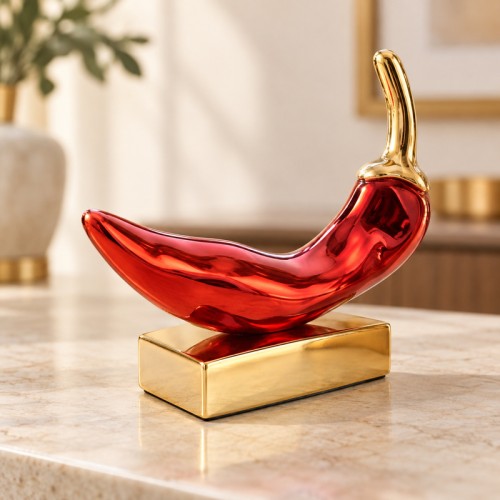 Cayenna peperoncino disteso rosso e oro 8 cm
