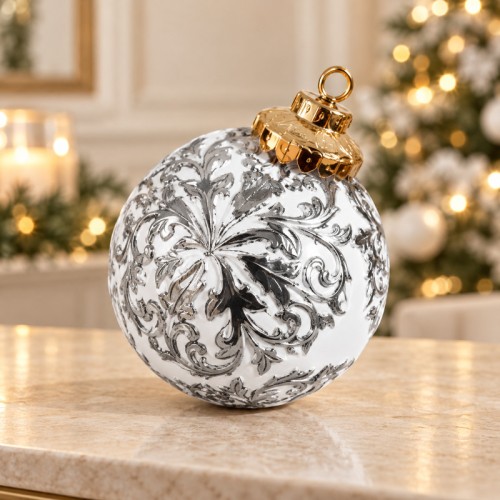 Only Xmas sfera argento 10 cm