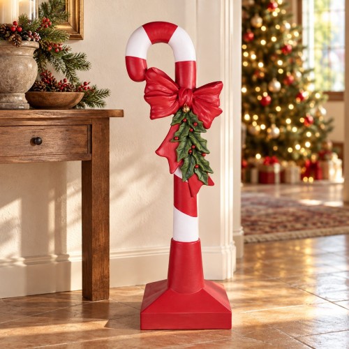 Candy cane decorativo con fiocco 100 cm – ambientazione natalizia