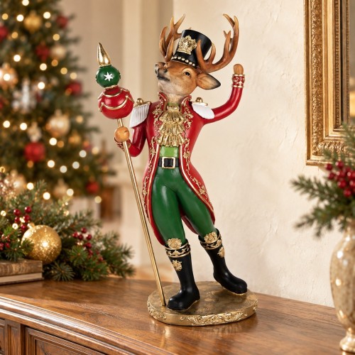 Renna con bastone ornamentale 61 cm – ambientazione natalizia