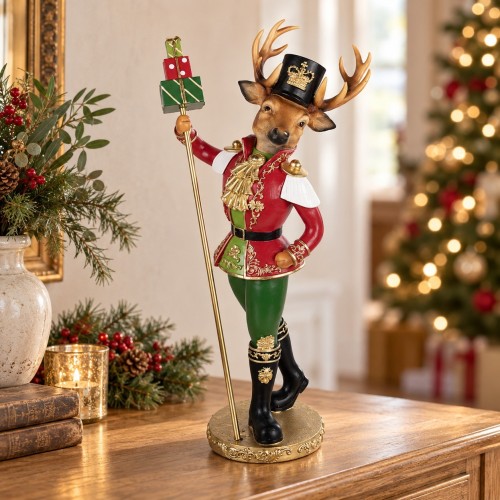 Renna con pacchi regalo 61 cm – ambientazione natalizia