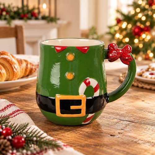 Tazza abito di elfo verde 10 cm – 400 ml – ambientazione natalizia