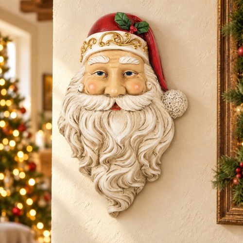 Volto di Babbo Natale da parete 34 cm – ambientazione natalizia