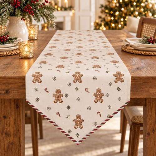 Runner gingerbread in cotone 160 cm – ambientazione natalizia