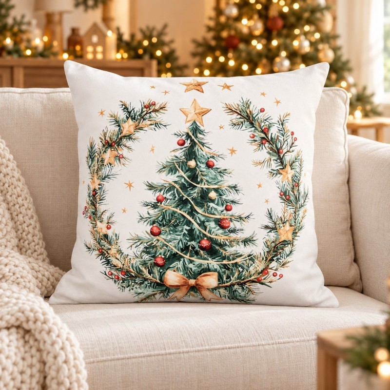 Cuscino natalizio con albero 45 cm – ambientazione natalizia